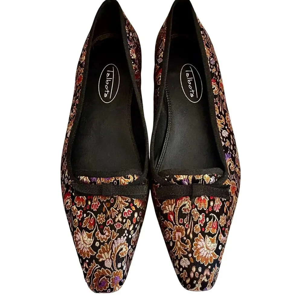 Talbots Metallic Satin Tapestry Brocade Ballet Flats Shoes Medieval Renaissance